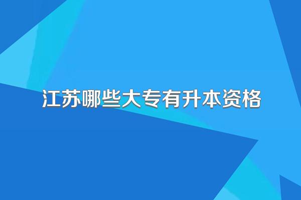 江苏哪些大专有升本资格