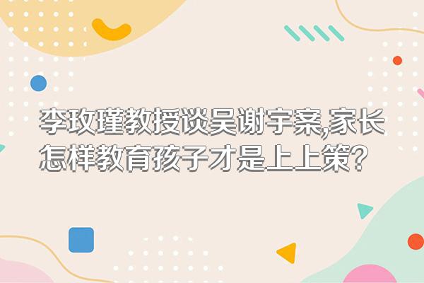 李玫瑾教授谈吴谢宇案,家长怎样教育孩子才是上上策?