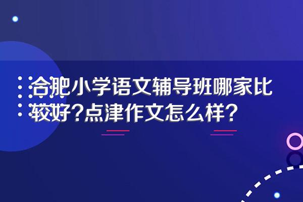 合肥小学语文辅导班哪家比较好?点津作文怎么样?