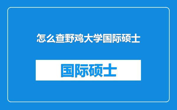 怎么查野鸡大学国际硕士