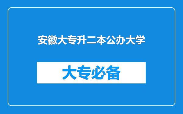 安徽大专升二本公办大学