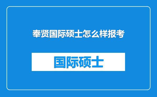 奉贤国际硕士怎么样报考