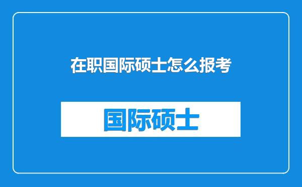 在职国际硕士怎么报考