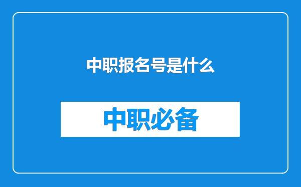 中职报名号是什么