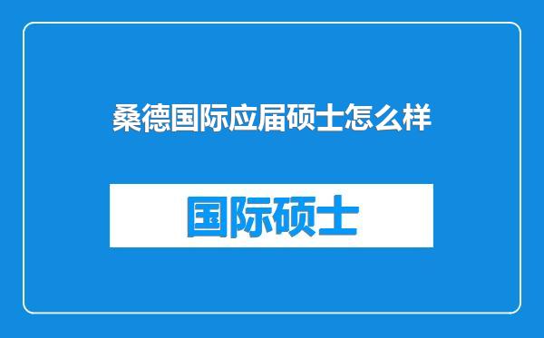 桑德国际应届硕士怎么样