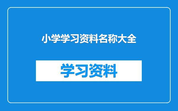 小学学习资料名称大全