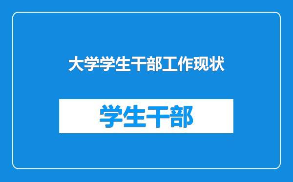 大学学生干部工作现状