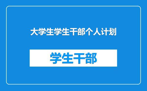 大学生学生干部个人计划