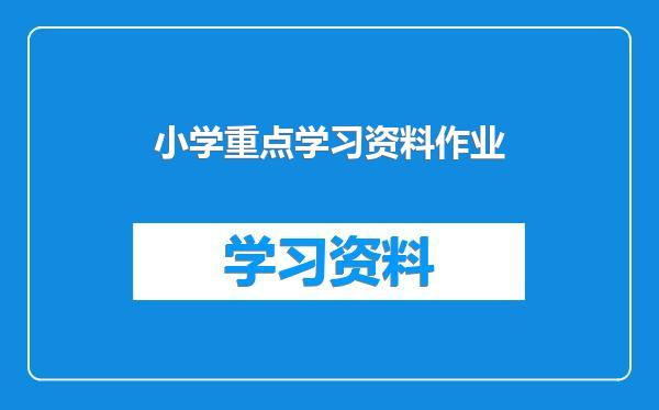 小学重点学习资料作业