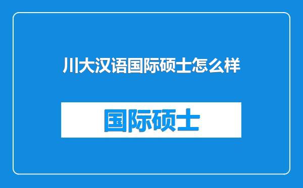 川大汉语国际硕士怎么样