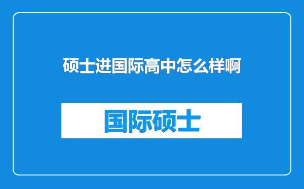 硕士进国际高中怎么样啊