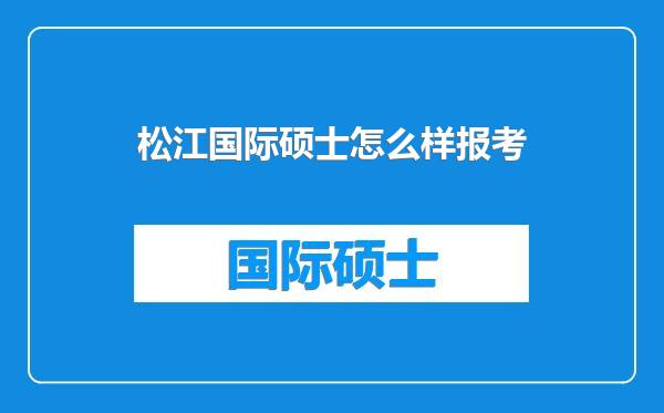 松江国际硕士怎么样报考