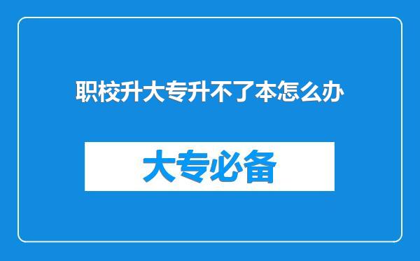 职校升大专升不了本怎么办