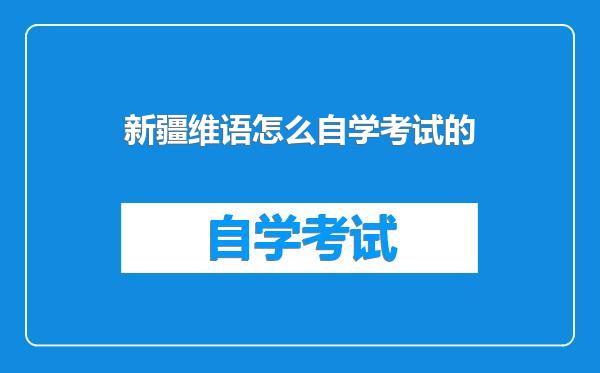 新疆维语怎么自学考试的