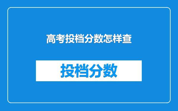 高考投档分数怎样查