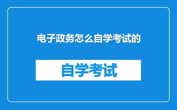 电子政务怎么自学考试的