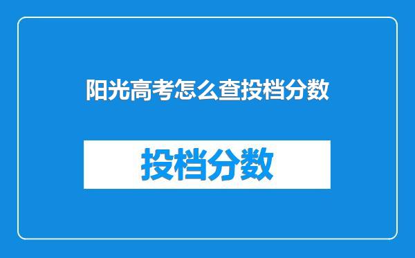 阳光高考怎么查投档分数