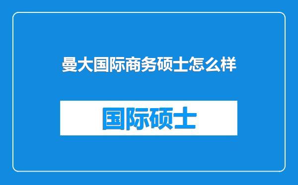 曼大国际商务硕士怎么样