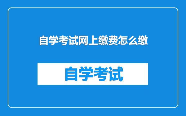 自学考试网上缴费怎么缴