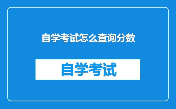 自学考试怎么查询分数