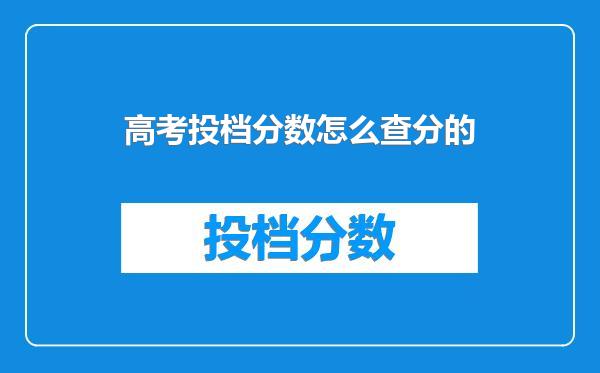 高考投档分数怎么查分的