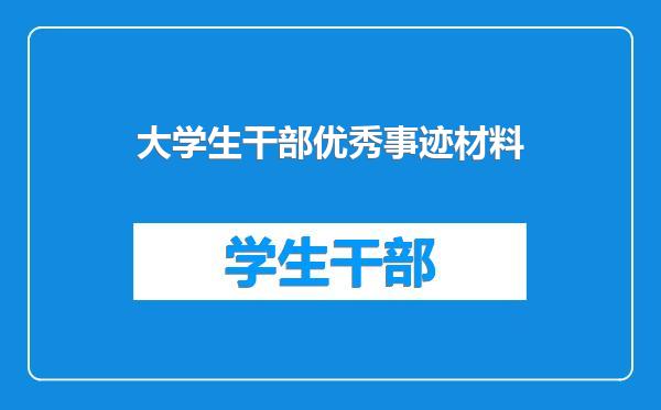 大学生干部优秀事迹材料