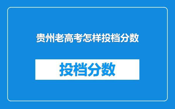 贵州老高考怎样投档分数