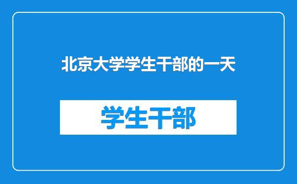 北京大学学生干部的一天