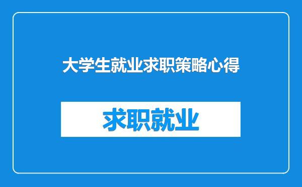 大学生就业求职策略心得