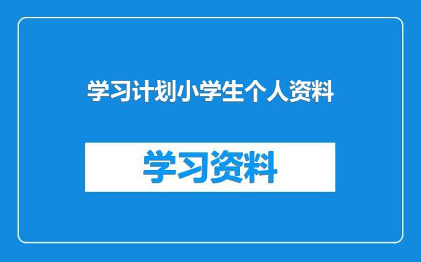 学习计划小学生个人资料