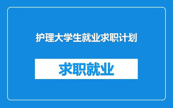 护理大学生就业求职计划