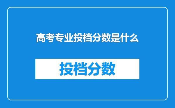 高考专业投档分数是什么