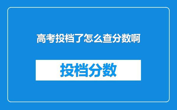 高考投档了怎么查分数啊