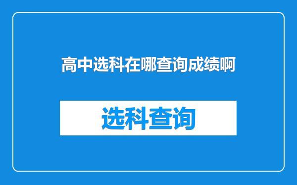 高中选科在哪查询成绩啊