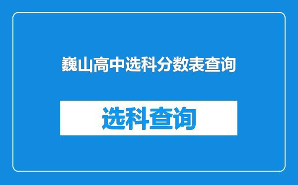 巍山高中选科分数表查询