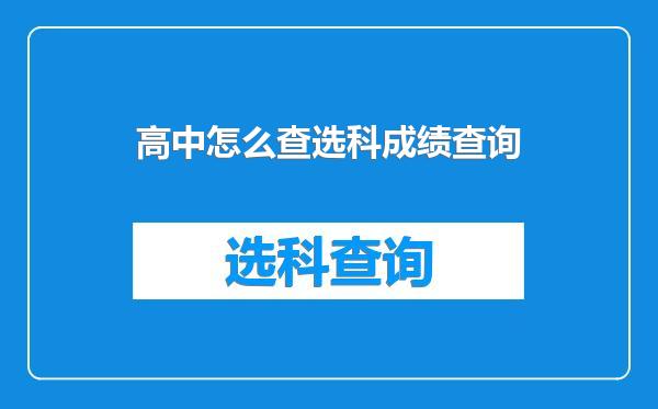 高中怎么查选科成绩查询