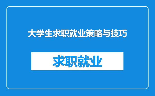 大学生求职就业策略与技巧