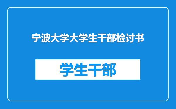 宁波大学大学生干部检讨书