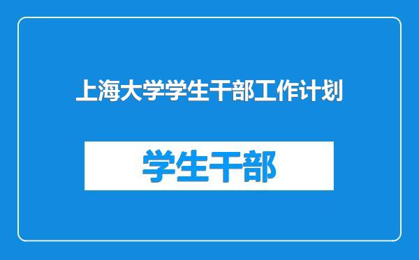 上海大学学生干部工作计划