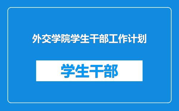 外交学院学生干部工作计划