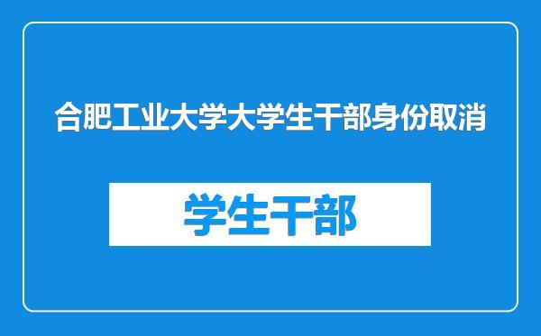 合肥工业大学大学生干部身份取消