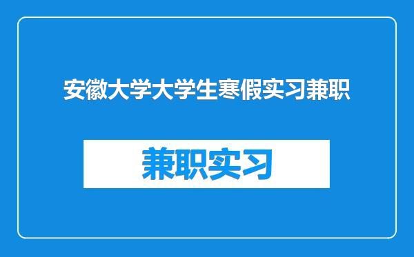 安徽大学大学生寒假实习兼职