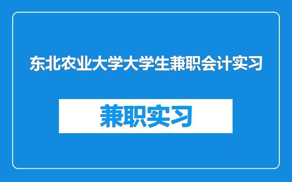 东北农业大学大学生兼职会计实习