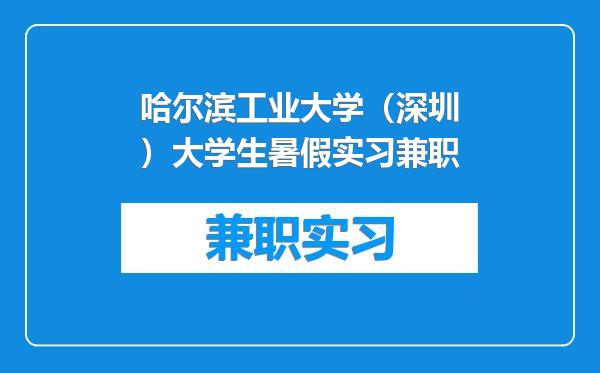 哈尔滨工业大学（深圳）大学生暑假实习兼职