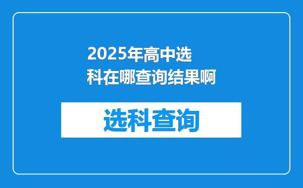 2025年高中选科在哪查询结果啊