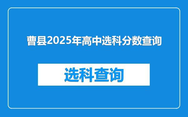 曹县2025年高中选科分数查询